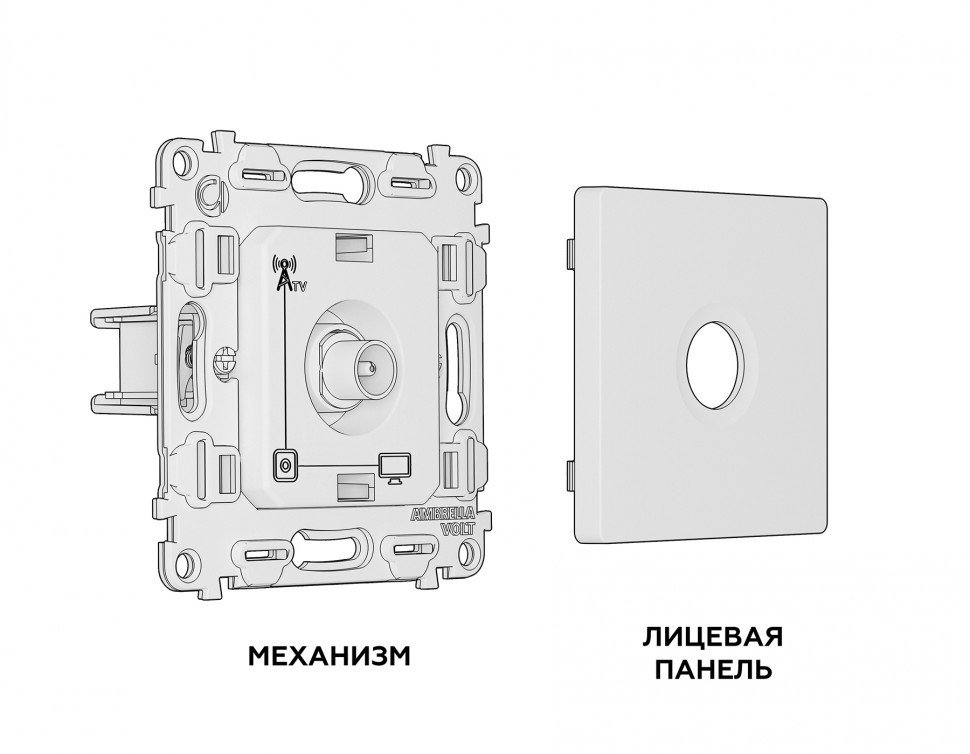 Комплект механизма TV розетки оконечной ALFA MA113010 Белый глянец 50-870 MHz 1dB QUANT