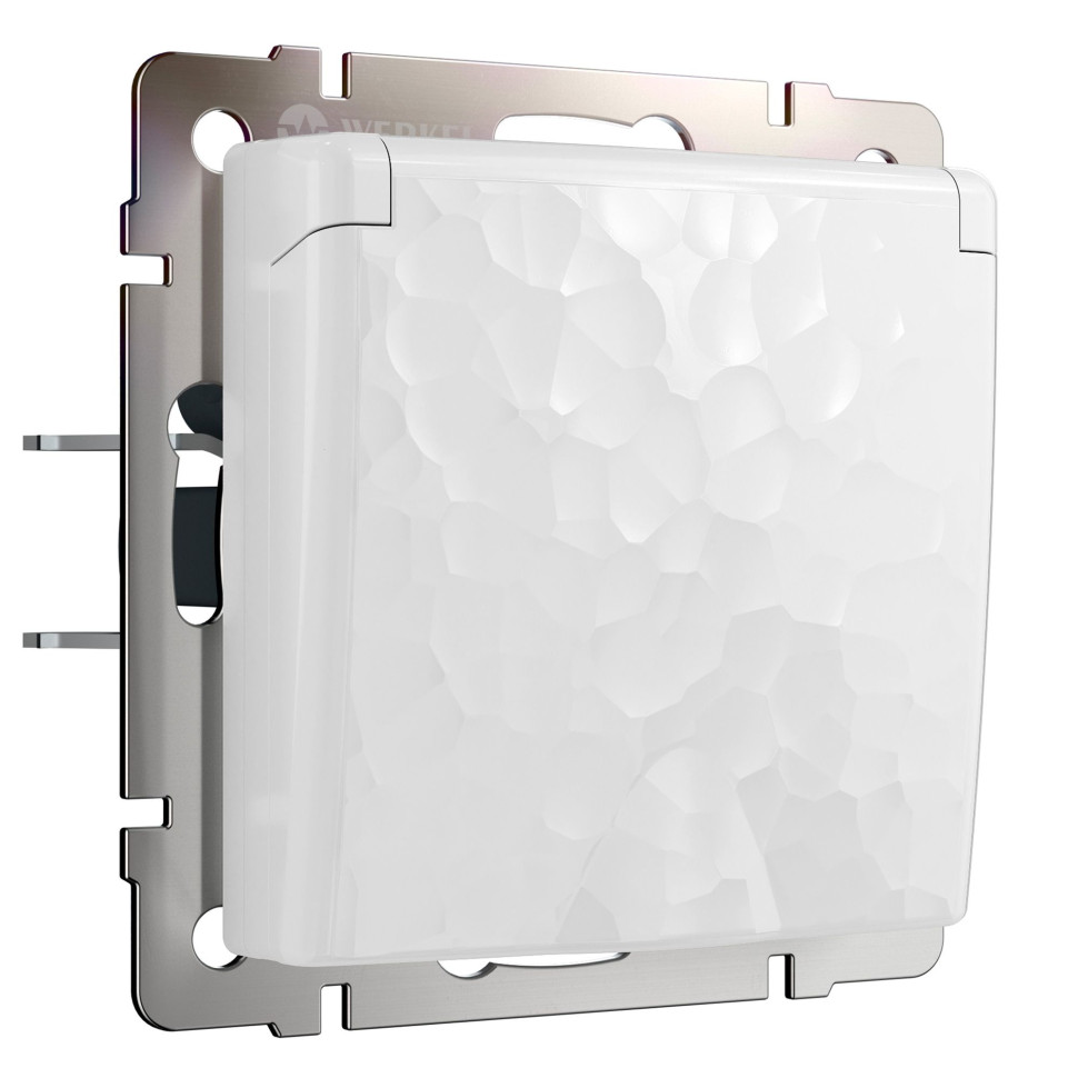 Розетка влагозащ. с зазем. с защит. крышкой и шторками (Hammer белый) W1271201