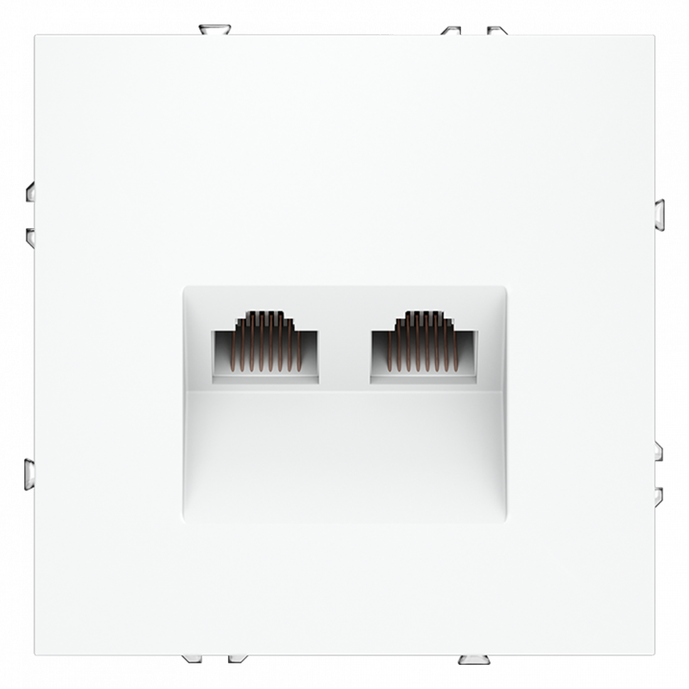 Розетка компьютерная встраиваемая VOLTUM S70 двойная RJ45+RJ45 кат.6, (белый матовый) VLS060202