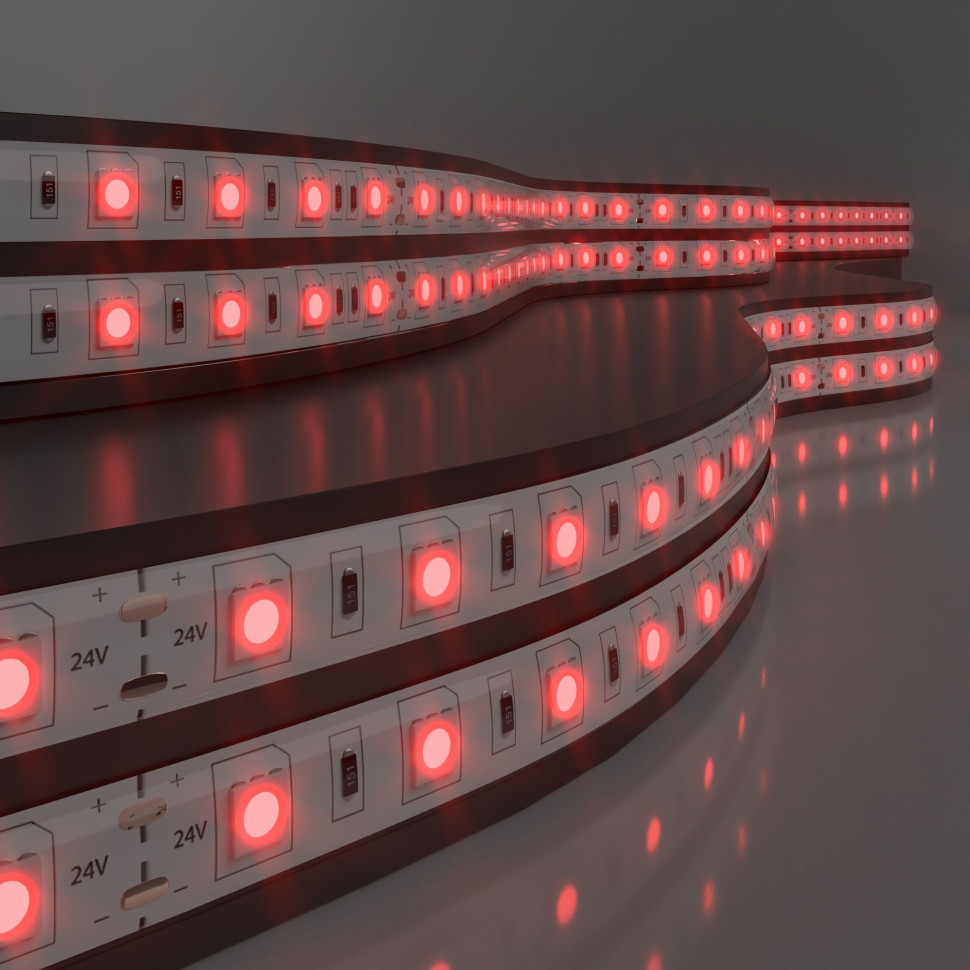 Светодиодная лента 24 В 14,4 Вт/м 60 Led/м 5050 IP65, красный, 5 м Лента светодиодная 24V 14,4W 60Led 5050 IP65 красный, 5м