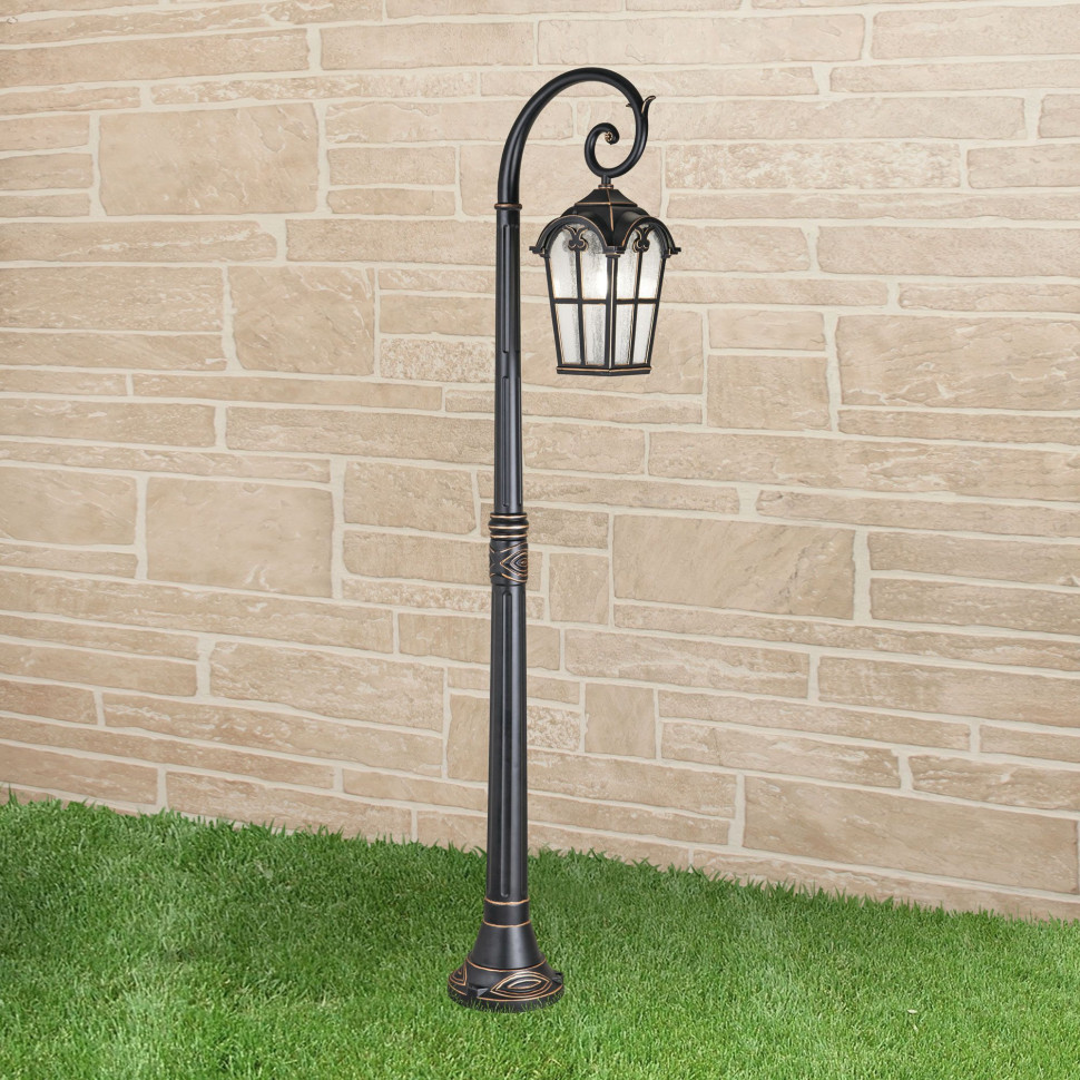 Уличный светильник на столбе Mira F черное золото IP33 GL 1001F