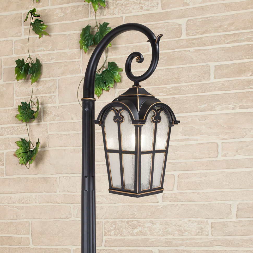 Уличный светильник на столбе Mira F черное золото IP33 GL 1001F