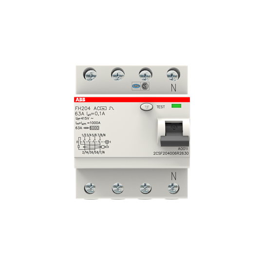 Устройство защитного отключения (УЗО) ABB FH204 AC-63/0.1 Тип-AС 4P 63A 100мА 2CSF204006R2630
