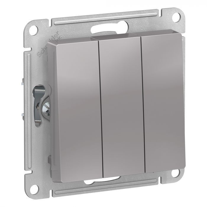 Выключатель трехклавишный Systeme Electric Atlas Design алюминий ATN000331