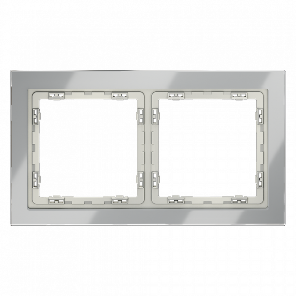 Рамка стеклянная VOLTUM S70 на 2 поста, (сталь, стекло) VLS110205