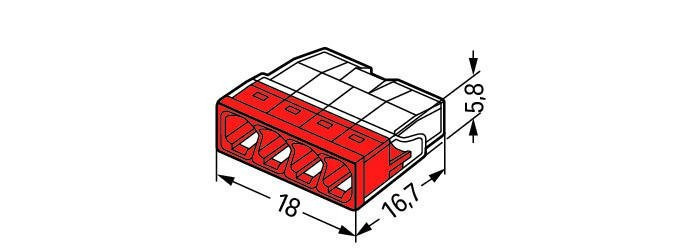 Клеммник 4х 0,5 - 2,5 мм2 24A Cu/Al с пастой "Alu-Plus" WAGO  2273-244