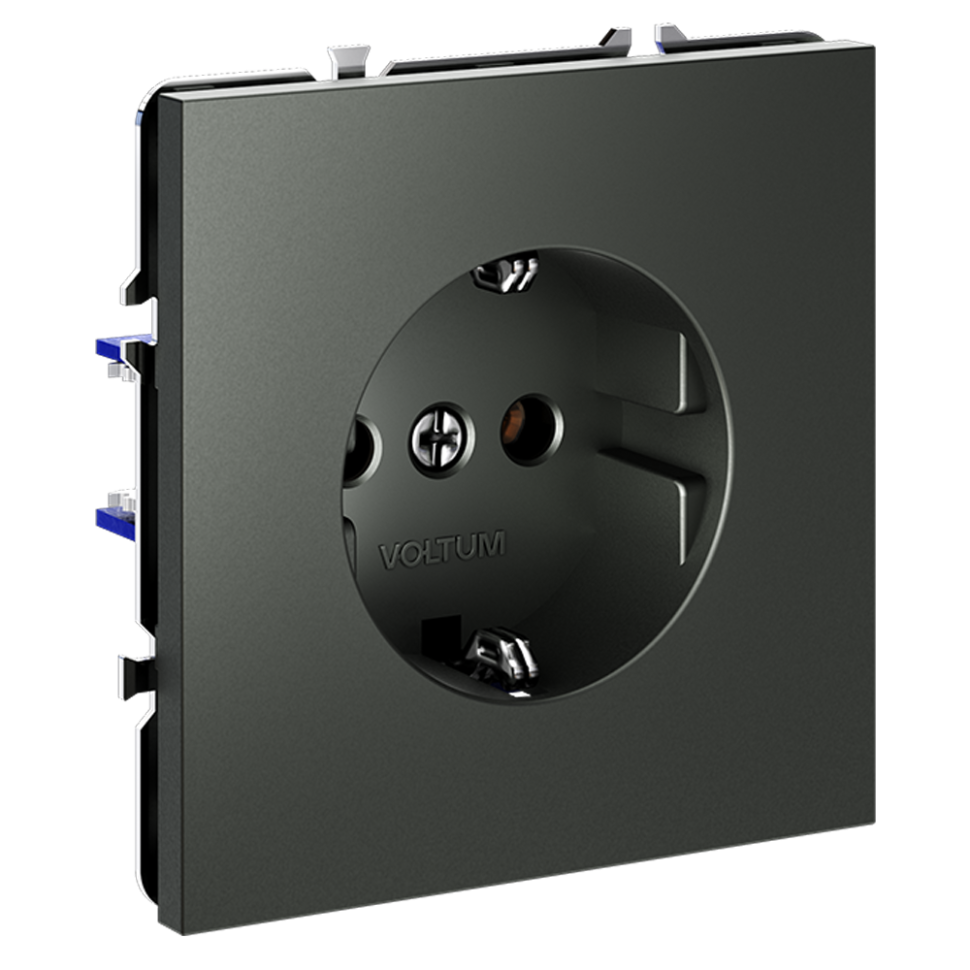 Розетка встраиваемая VOLTUM S70 с заземлением 16А, (титан)