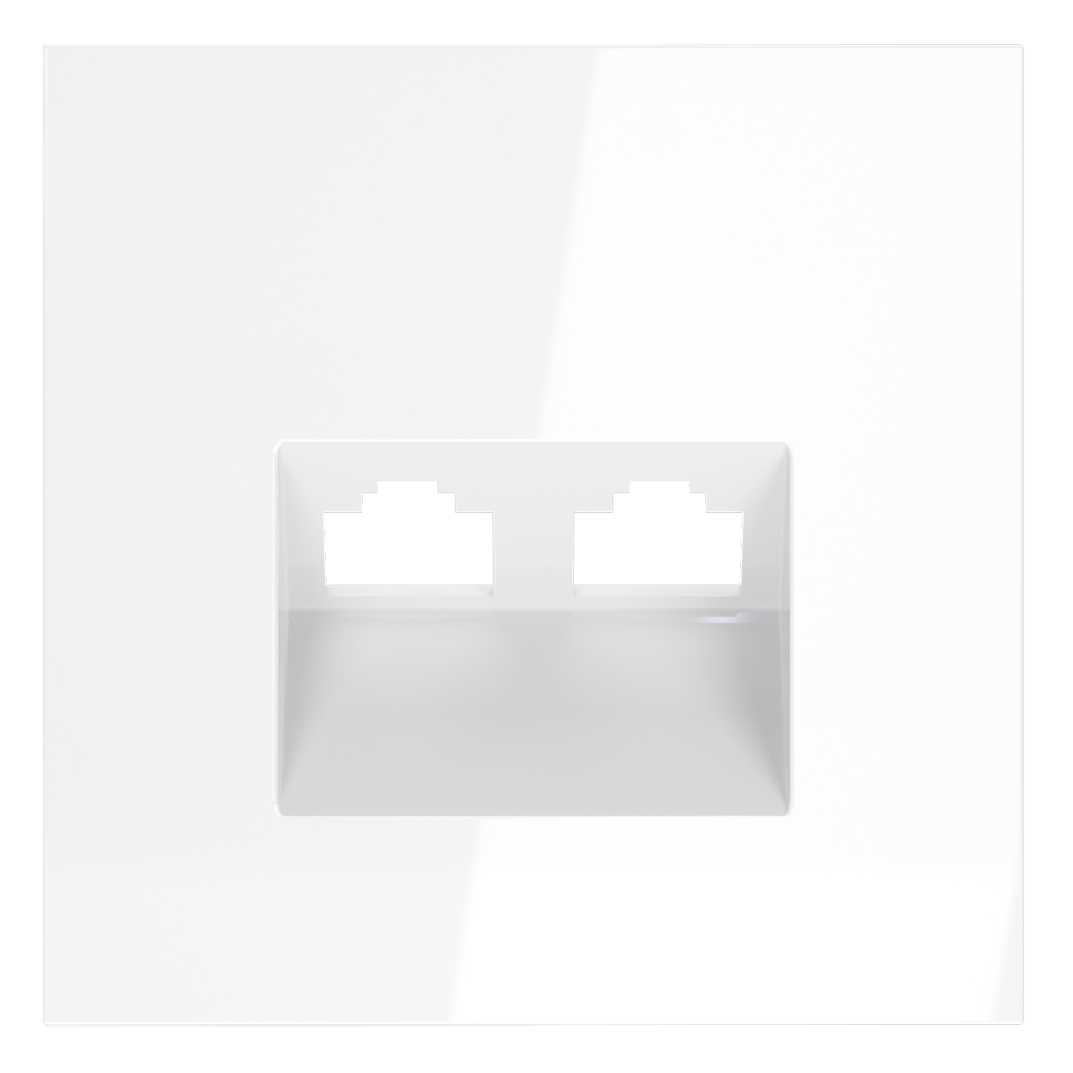 Накладка для розетки компьютерной двойной RJ45+RJ45 кат.6, S70 (белый глянцевый)