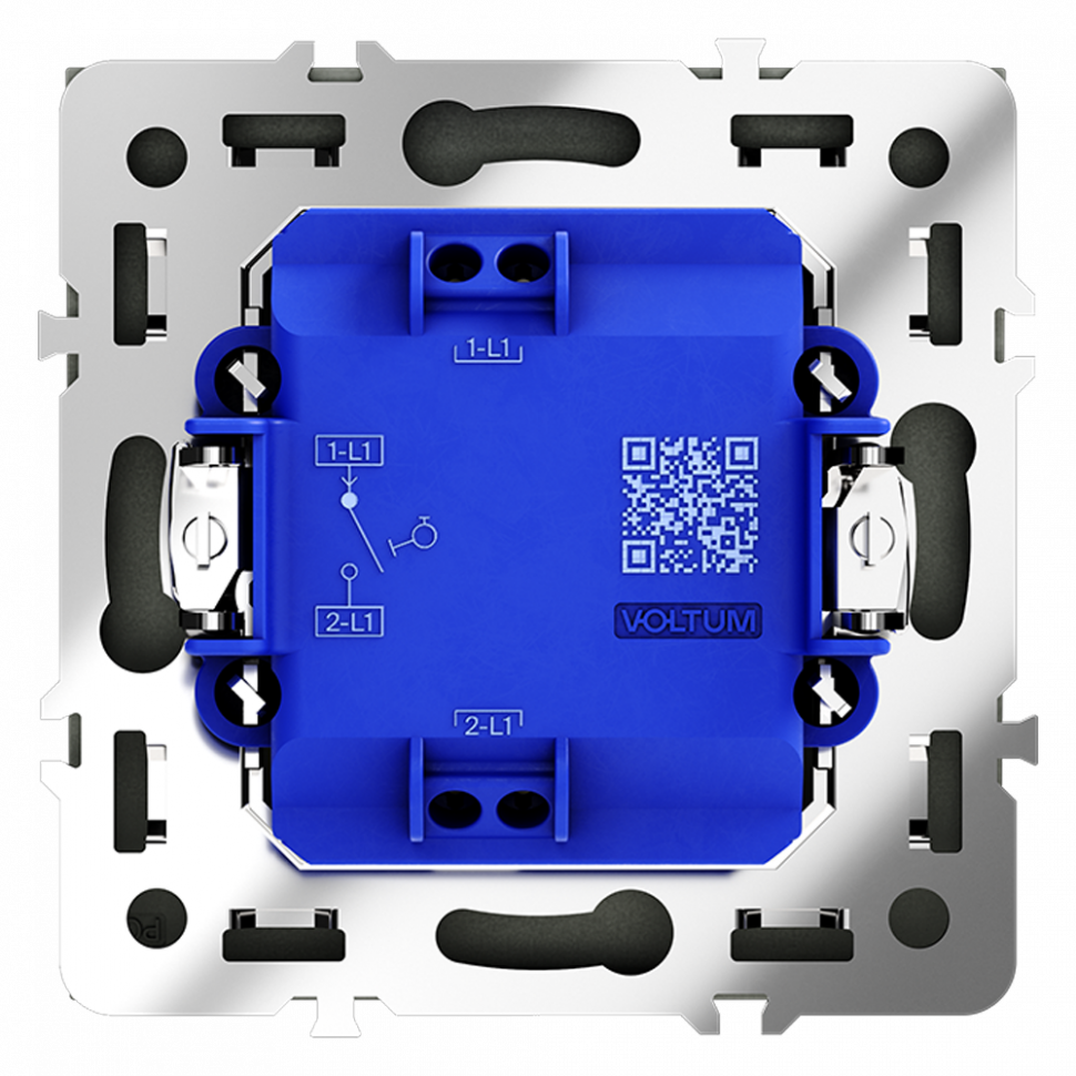 Выключатель с самовозвратом встраиваемый VOLTUM S70 одноклавишный 10А, (графит)