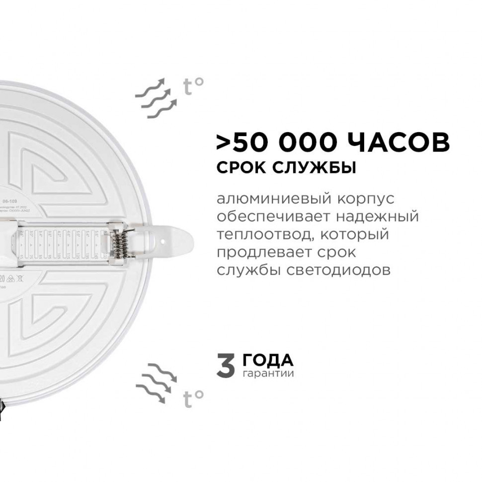 Встраиваемая светодиодная панель безрамочная Apeyron FLP 06-109