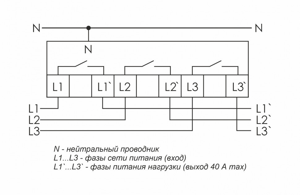 Реле напряжения (трёхфазный-АС / Ампер-40 / Контакт-3NO) CP-723-3