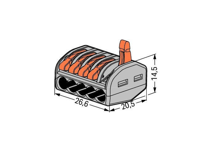 Клеммник 5х 0,08 - 4,0 мм2 32A Cu WAGO 222-415