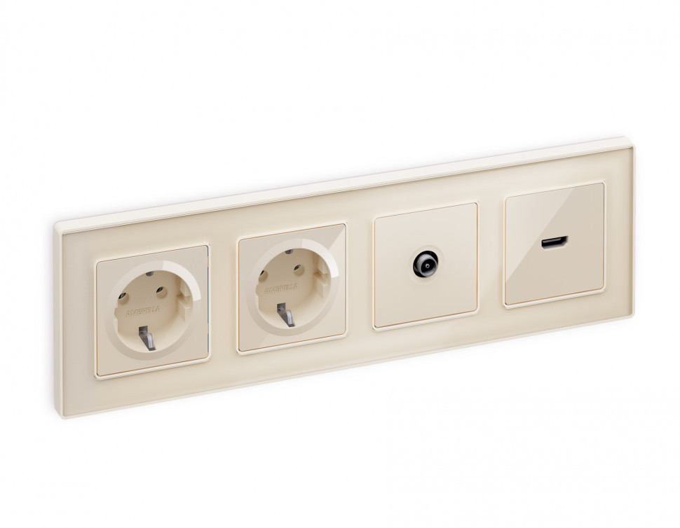 Комплект механизма TV розетки оконечной ALFA MA313010 Бежевый глянец 50-870 MHz 1dB QUANT