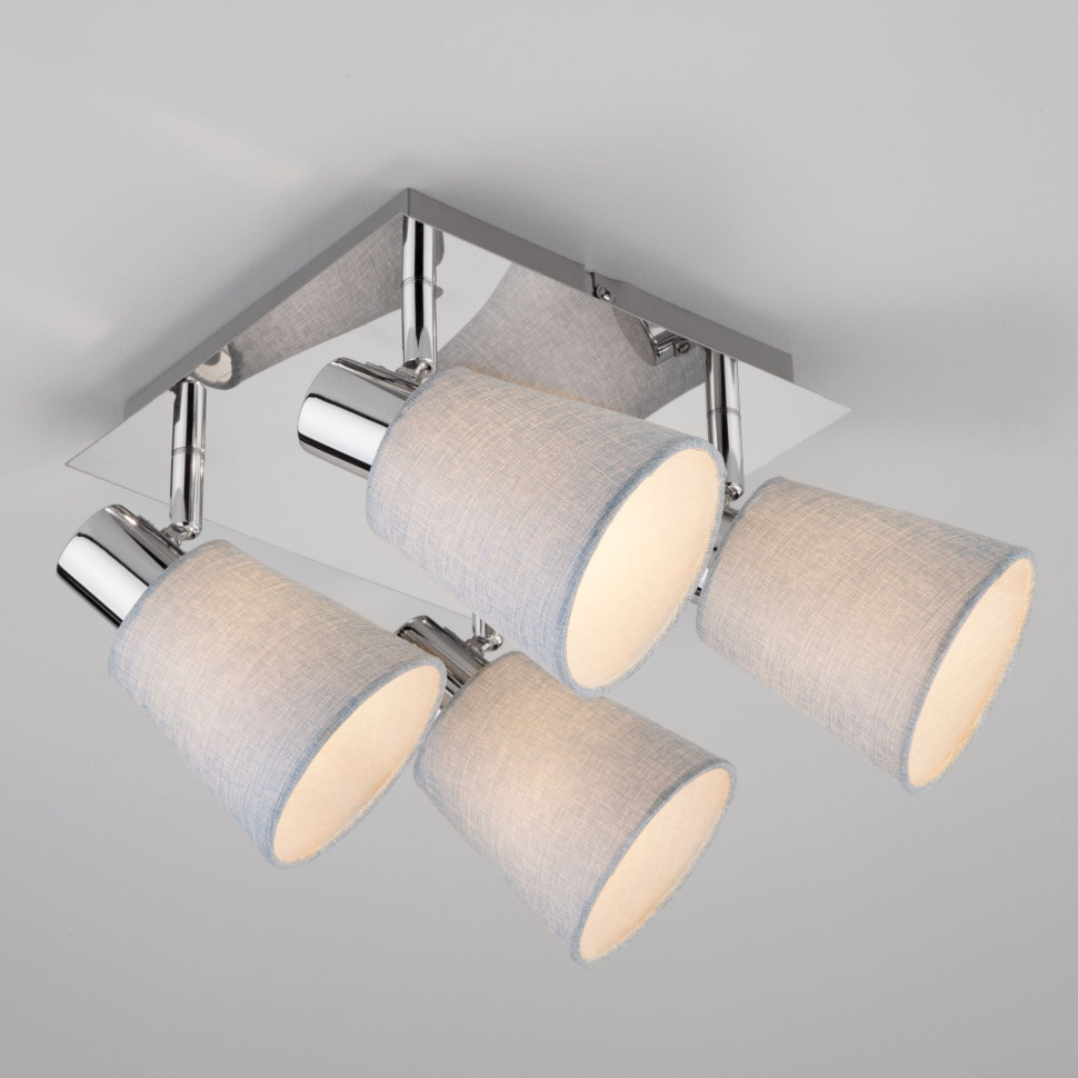 Потолочный светильник с абажурами 20080/4 хром/голубой