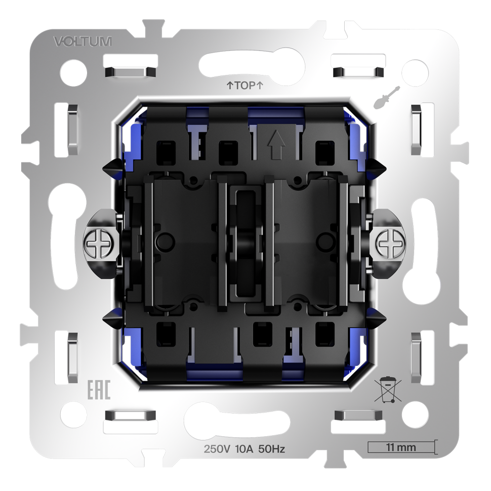Механизм проходного переключателя двухклавишного 10А, S70