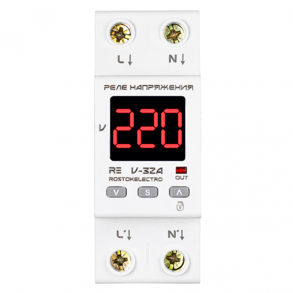 Реле напряжения 32А ROSTOKELECTRO (DigiTop) RE V-32A