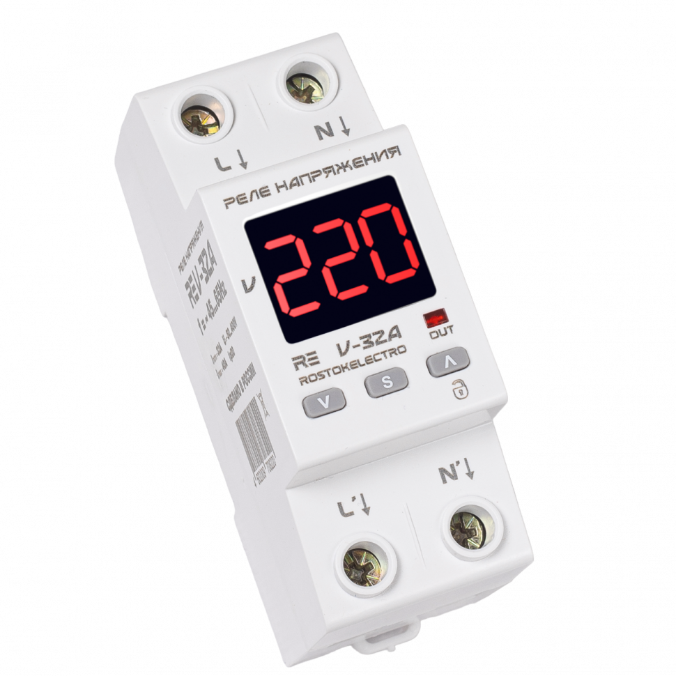 Реле напряжения 32А ROSTOKELECTRO (DigiTop) RE V-32A