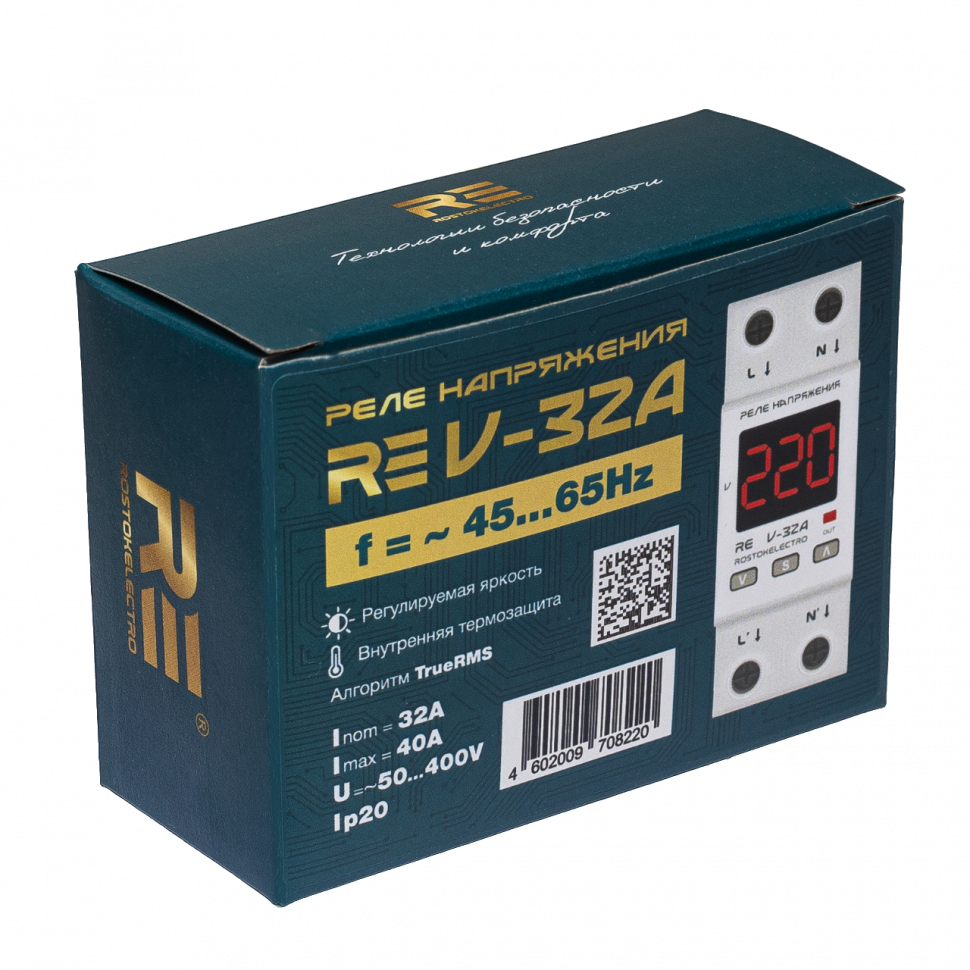 Реле напряжения 32А ROSTOKELECTRO (DigiTop) RE V-32A