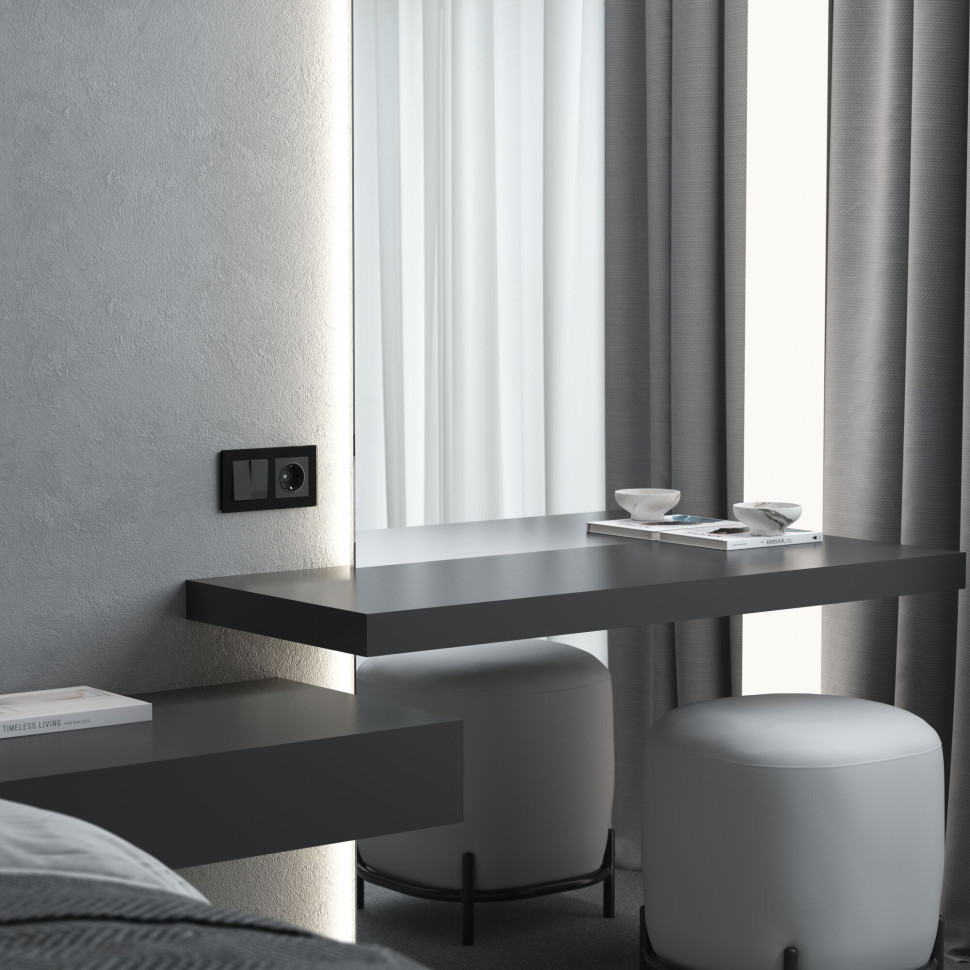 Выключатель двухклавишный проходной (графит акрил) W1122044