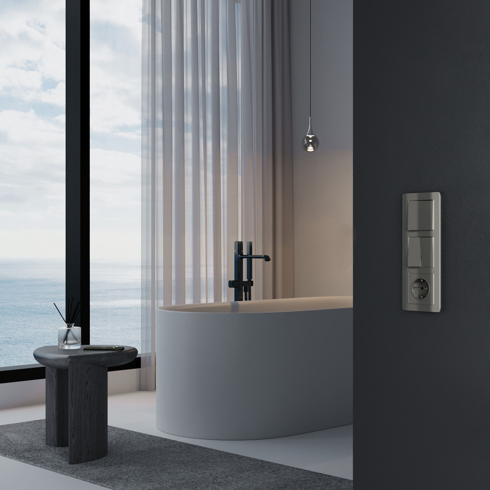 Выключатель двухклавишный проходной (графит акрил) W1122044