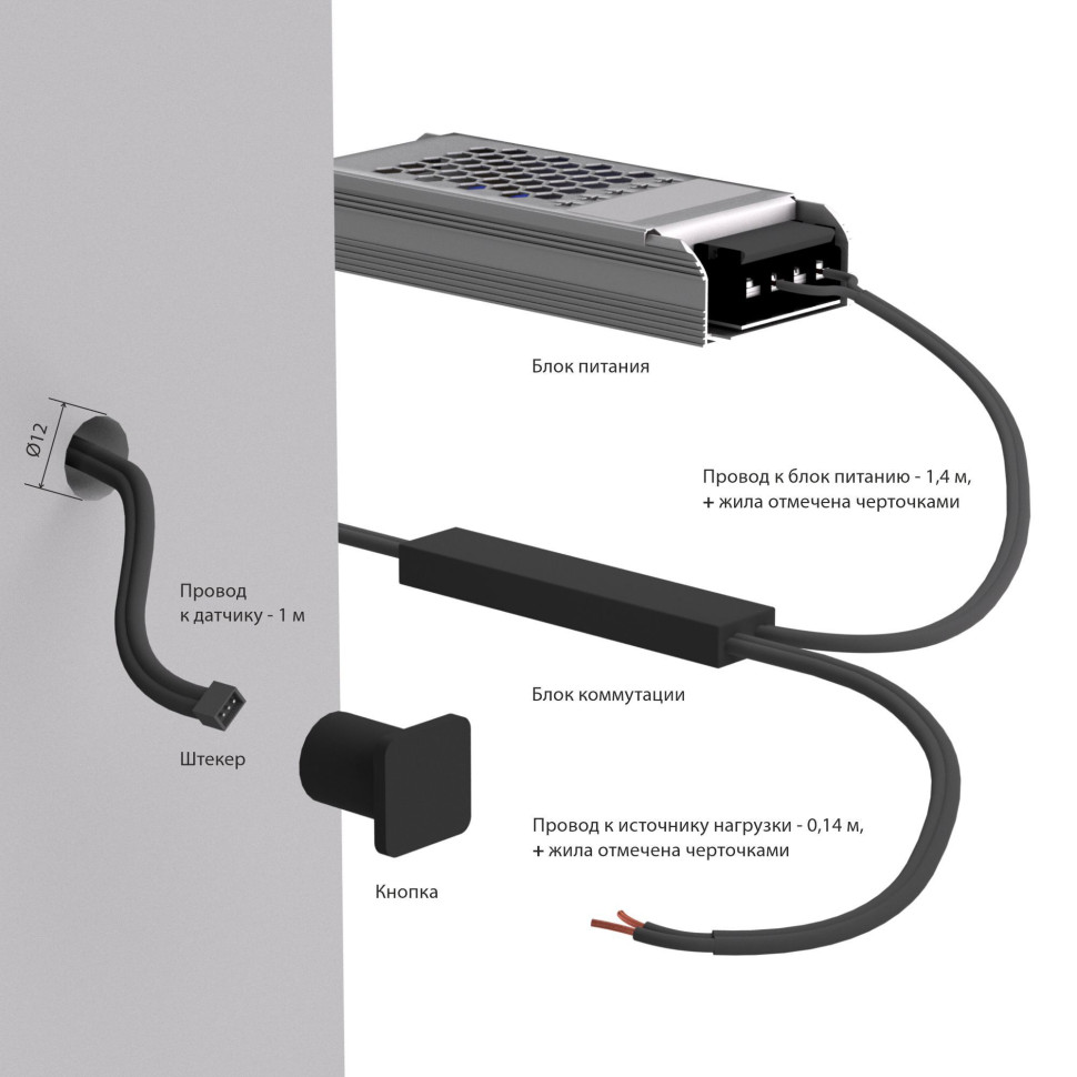 Выключатель сенсорный с функцией диммирования 12/24V 36/72W 95003/01