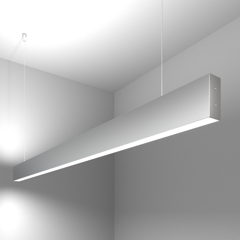 Линейный светодиодный подвесной двусторонний светильник 128см 50Вт 3000K серебряный 101-200-40-128