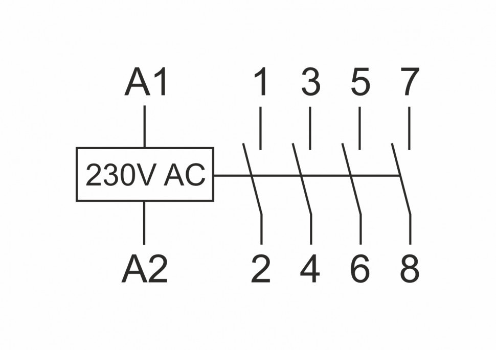 Контактор модульный (Ампер-25 / Волт-230 АС / Контакт-4NO) ST25-40