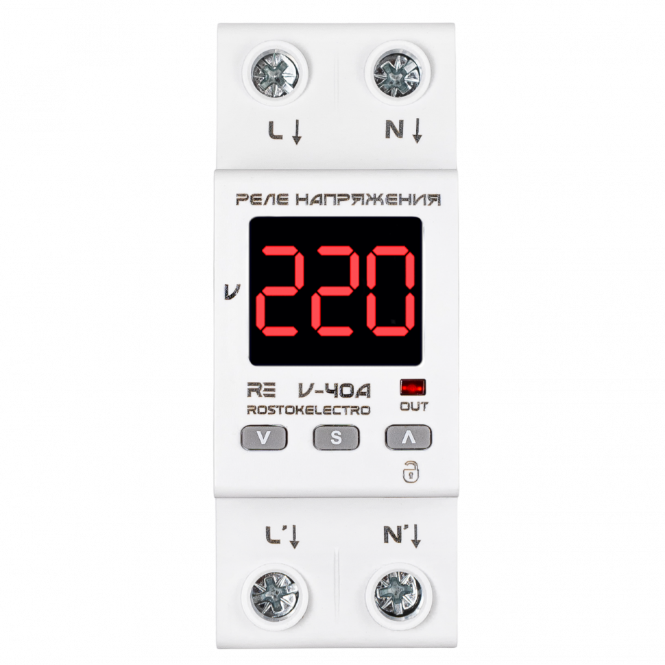 Реле напряжения 40А ROSTOKELECTRO (DigiTop) RE V-40A