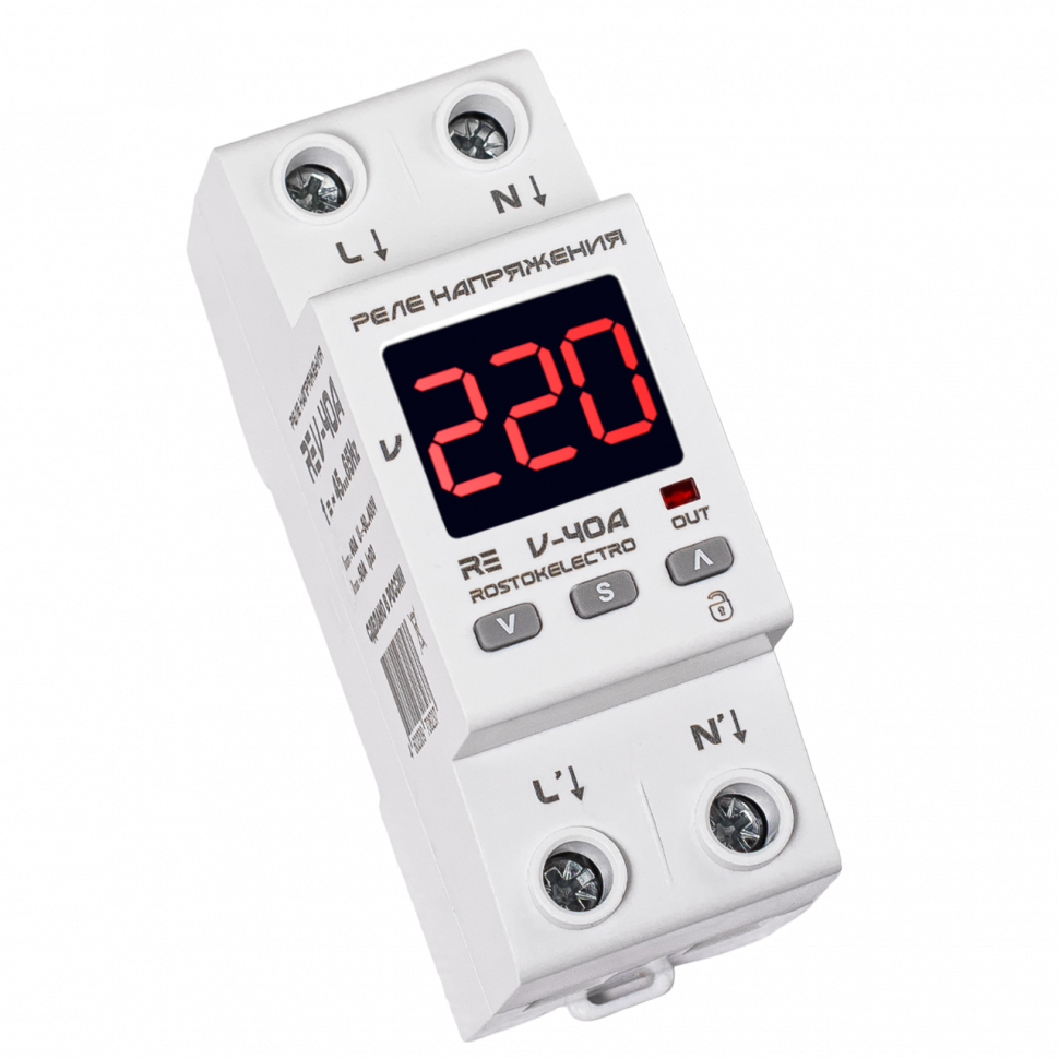 Реле напряжения 40А ROSTOKELECTRO (DigiTop) RE V-40A