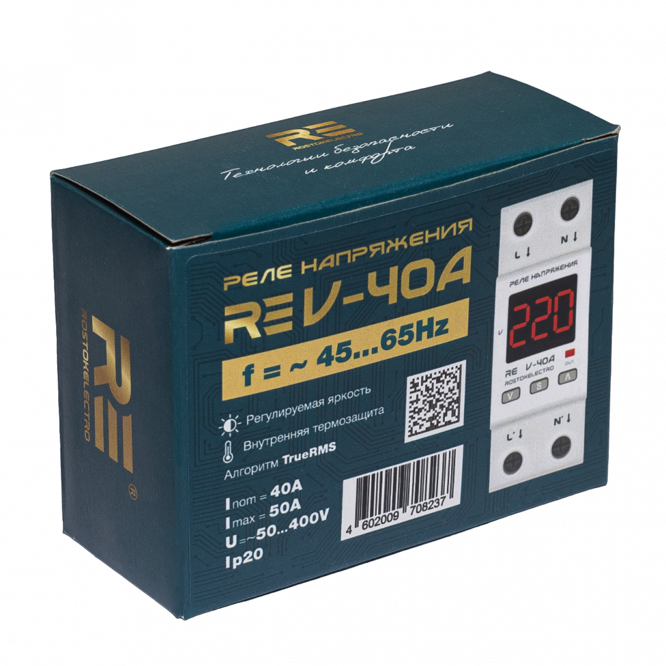 Реле напряжения 40А ROSTOKELECTRO (DigiTop) RE V-40A