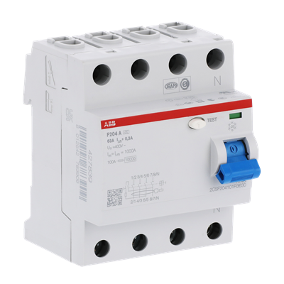 Устройство защитного отключения (УЗО) ABB F204 A-63/0.3 Тип-A  4P 63A 300мА 2CSF204101R3630