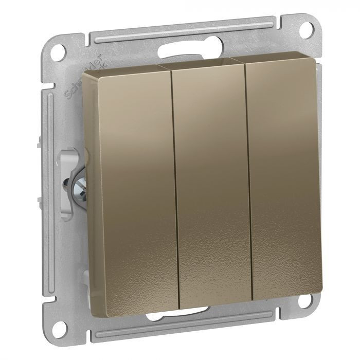 Выключатель трехклавишный Systeme Electric Atlas Design шампань ATN000531