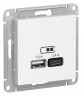 Зарядное устройство USB Type - A+C (5В/2,4 А, 2х5В/1,2 А) Systeme Electric Atlas Design белое ATN000139