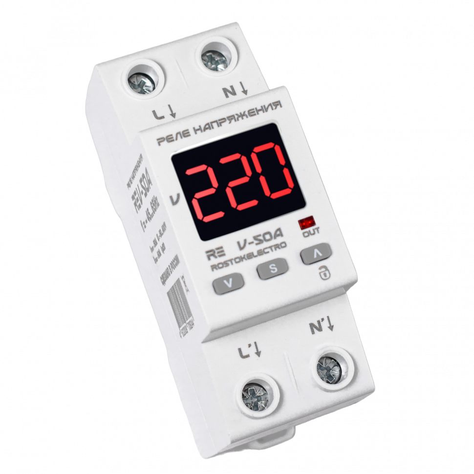 Реле напряжения 50А ROSTOKELECTRO (DigiTop) RE V-50A