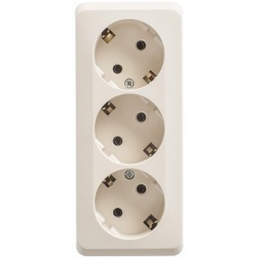 Розетка 3К+З без шторок 16А 250B Кремовая Systeme Electric Этюд PA16-011K