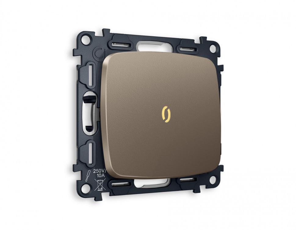 Комплект механизма 1-клавишного выключателя с подсветкой 3200K OMEGA MO632010 Темная бронза матовый QUANT