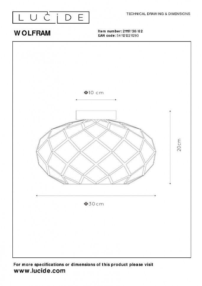 Потолочный светильник Lucide Wolfram 21117/30/02