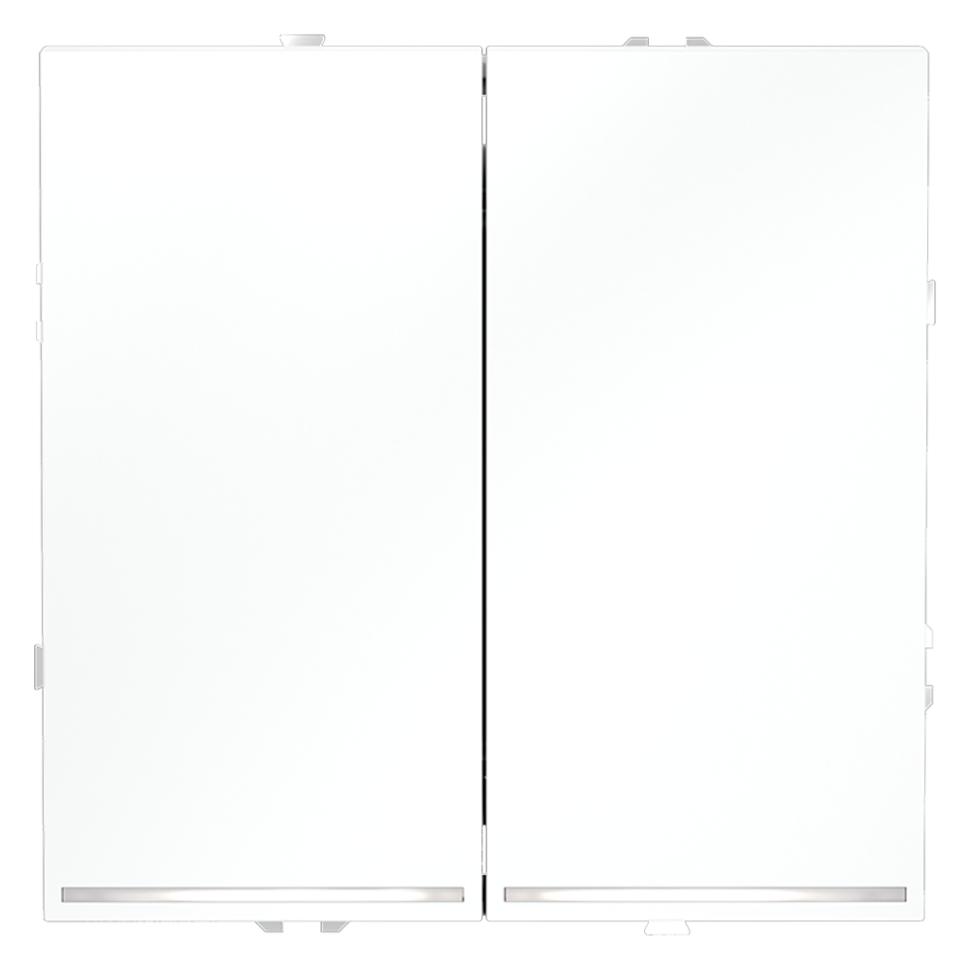 Проходной переключатель встраиваемый VOLTUM S70 двухклавишный с подсветкой 10А, (белый матовый)