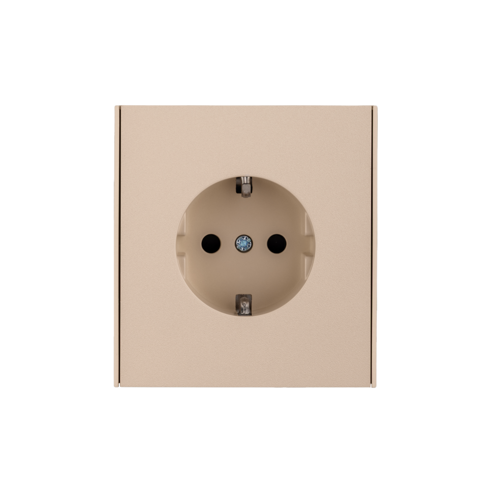 KRANZ Розетка STRONG 1-ая с/з с/у, со шторками 16А шелк  KR-78-0701-8