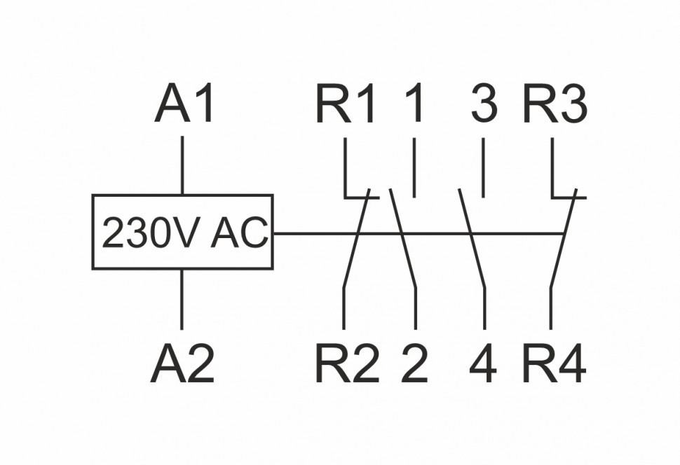 Контактор модульный (Ампер-25 / Волт-230 АС / Контакт-2NO+2NC) ST25-22