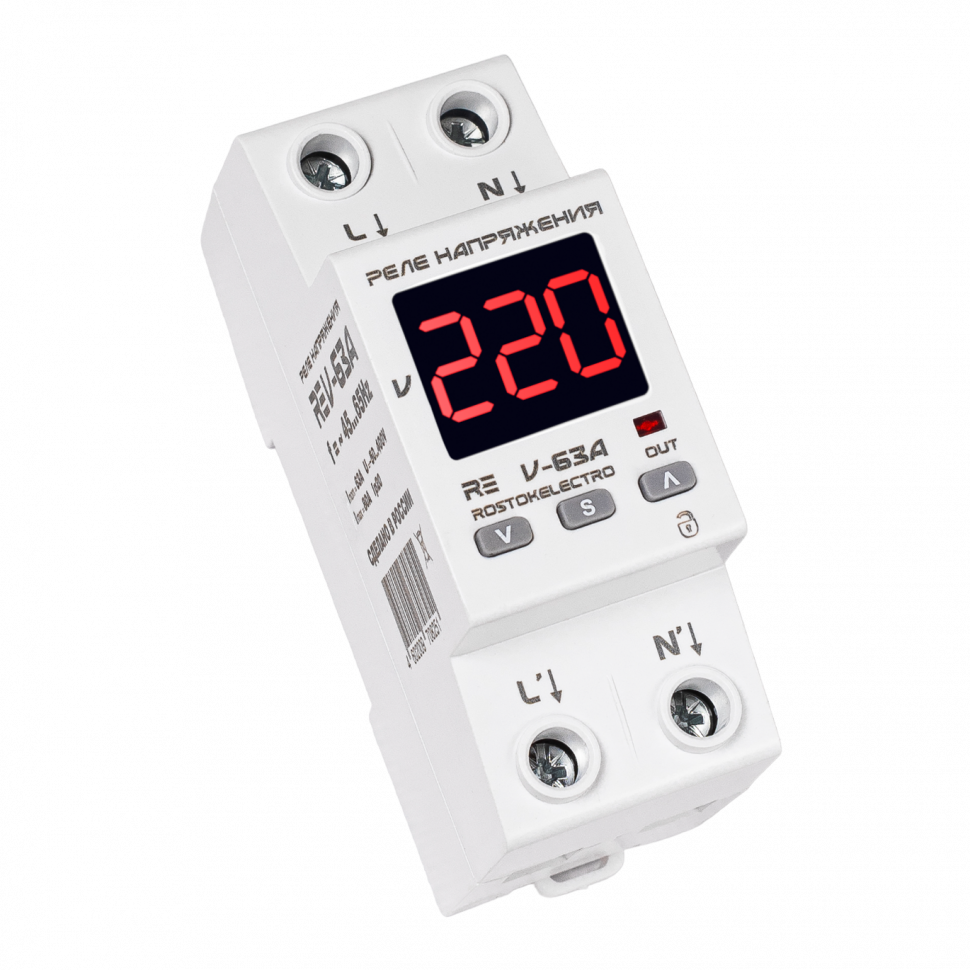 Реле напряжения 63А ROSTOKELECTRO (DigiTop) RE V-63A