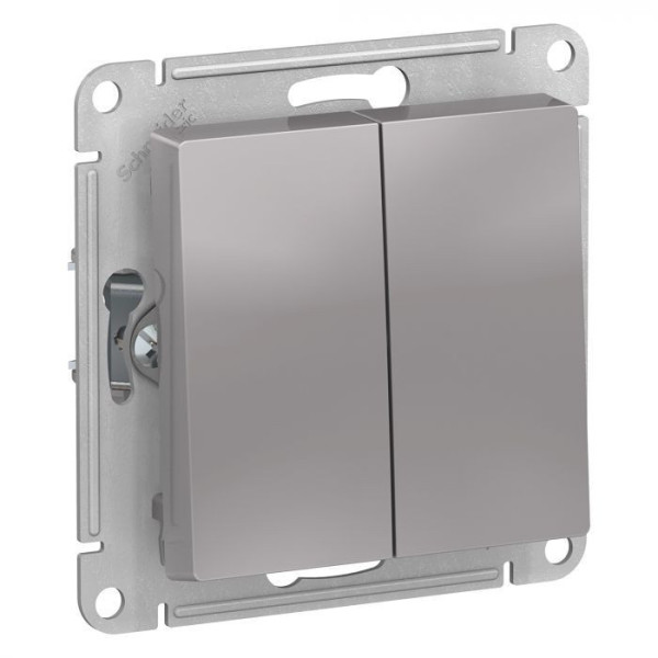 Выключатель двухклавишный Systeme Electric Atlas Design алюминий ATN000351