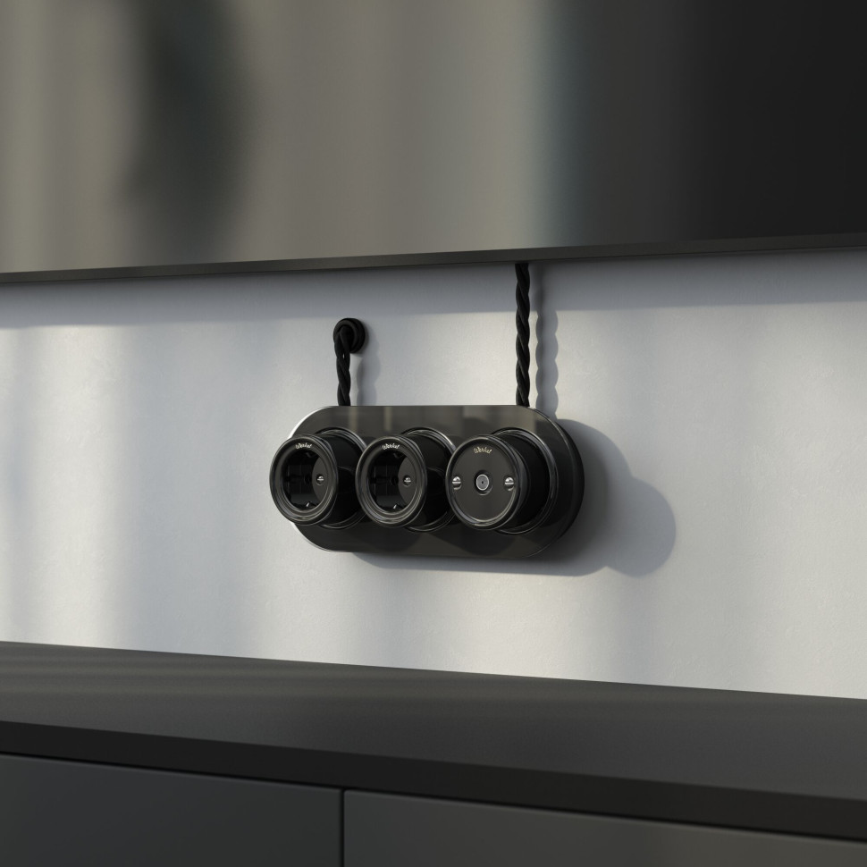 Втулка для вывода кабеля из стены 2 шт. черная ретро W6421108