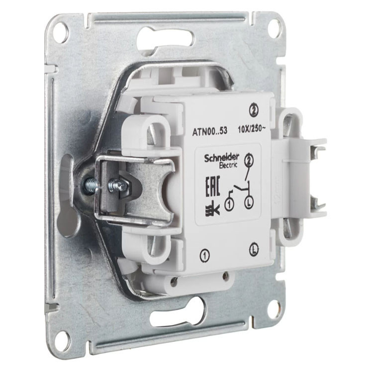 Выключатель двухклавишный Systeme Electric Atlas Design с подсветкой, Лотос ATN001353