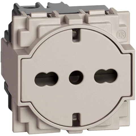 Песочный механизм розетки электрической плоской - немецкого/итальянского стандарта 10/16А 2 модуля.  Bticino серия Living Now. KM4140A16F