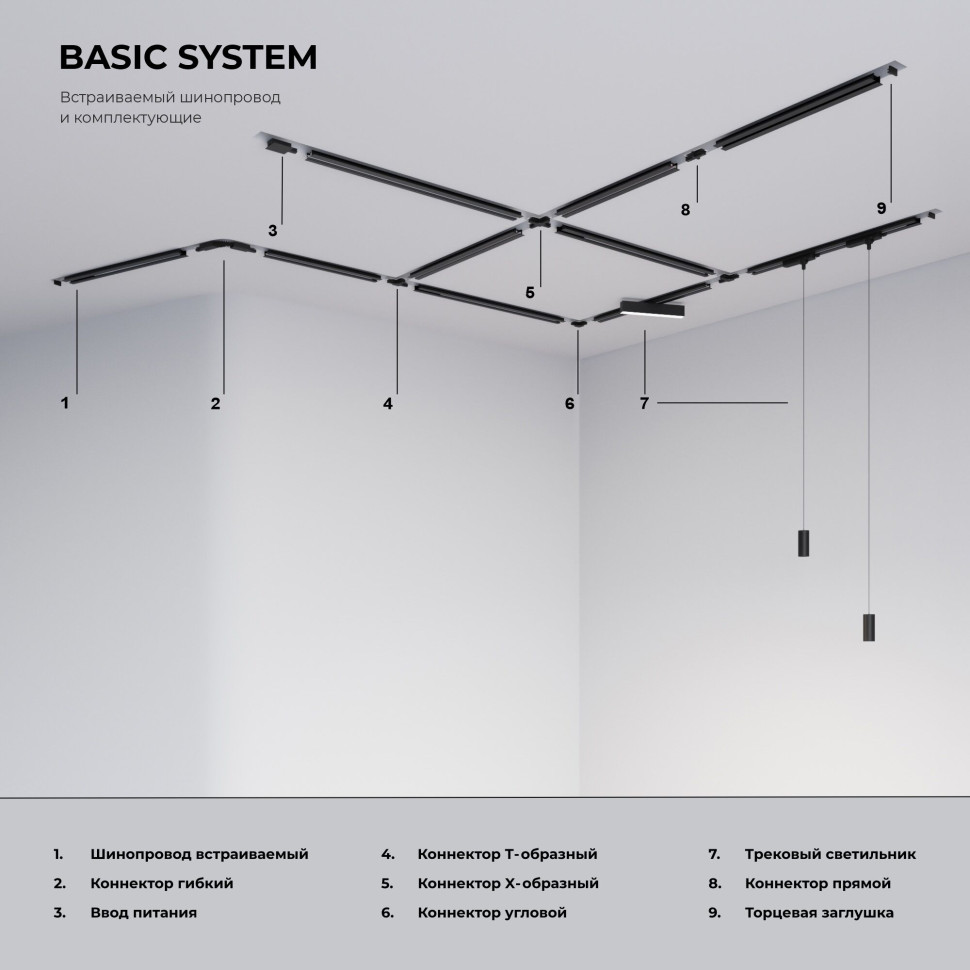 Коннектор угловой для однофазного встраиваемого шинопровода белый TRCM-1-1-L-WH