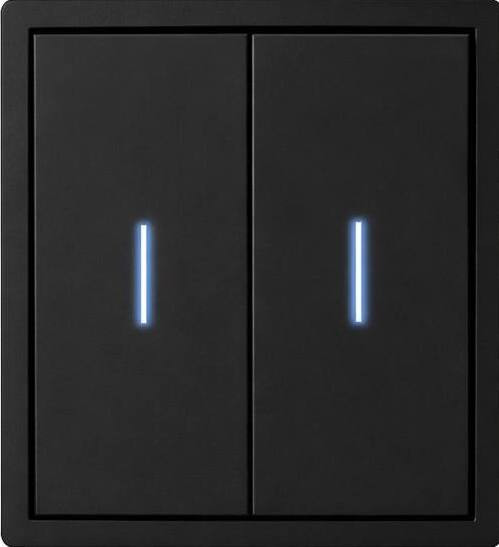 Выключатель двухклавишный проходной с подсветкой LED,  (черный)