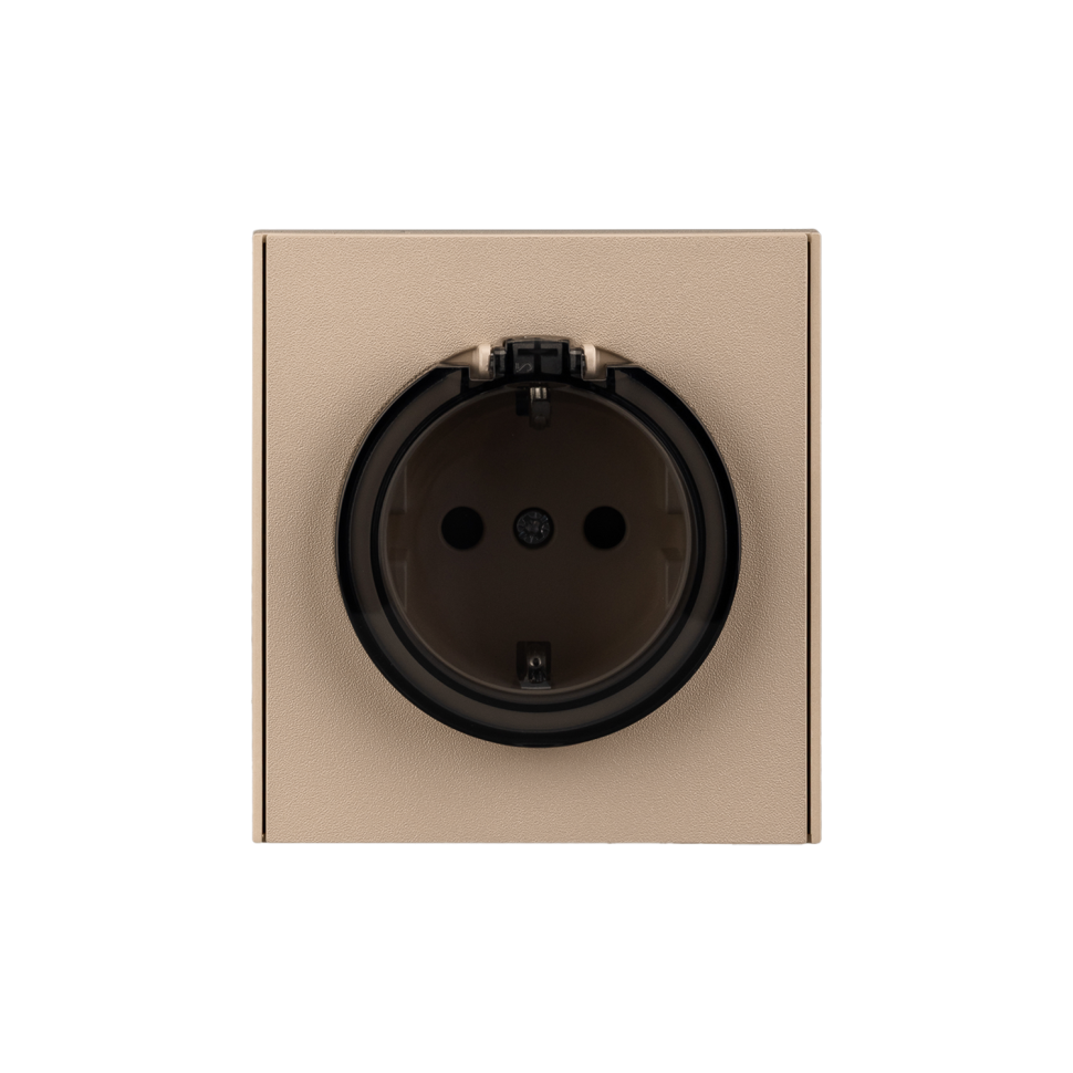 KRANZ Розетка STRONG 1-ая с/з с/у, со шторками и крышкой 16А шелк KR-78-0702-8