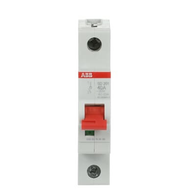 Рубильник ABB SD201/40 AC/DC 1P 40A 25кА 2CDD281101R0040