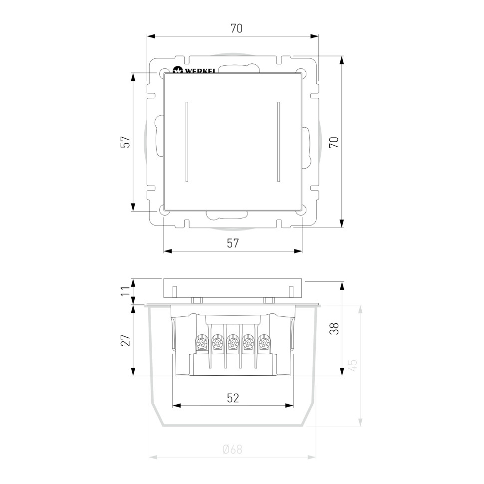 Сенсорный выключатель двухклавишный с подсветкой (черный) W4522008